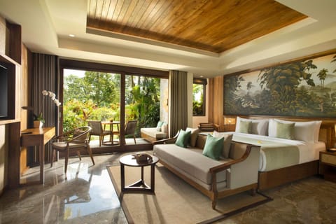 Living room, Seating area, Bedroom, Garden view