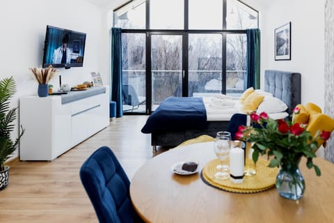 Bed, TV and multimedia, Kitchen or kitchenette, Living room, Dining area, Bedroom, microwave