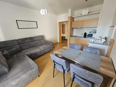 Kitchen or kitchenette, Living room, Seating area, Dining area, stove