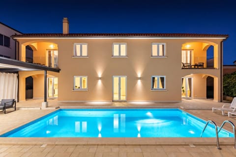Property building, Night, Swimming pool