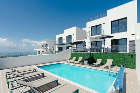 Property building, Patio, Day, Natural landscape, View (from property/room), Balcony/Terrace, Pool view, Sea view, Swimming pool, sunbed