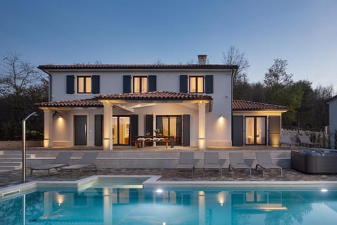 Property building, Swimming pool, Sunset
