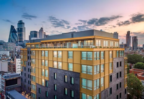 Property building, Facade/entrance, City view, Sunrise