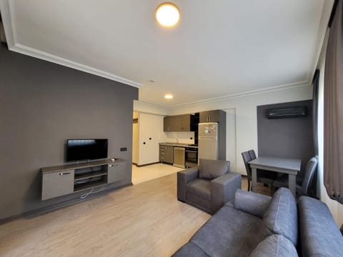 Kitchen or kitchenette, Living room, Seating area, oven, stove
