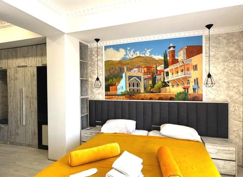 Bed, Living room, Seating area