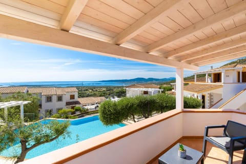 Property building, Patio, Day, Natural landscape, View (from property/room), Balcony/Terrace, Pool view, Sea view, Swimming pool, sunbed