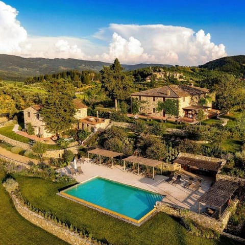 Property building, Spring, Natural landscape, Bird's eye view, View (from property/room), Pool view, Swimming pool