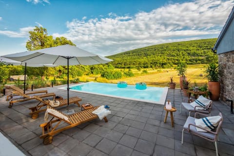 Patio, Day, Natural landscape, Balcony/Terrace, Pool view, Swimming pool, sunbed