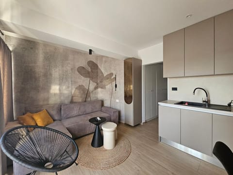 Kitchen or kitchenette, Living room, Seating area