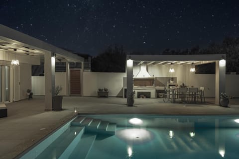 Patio, Night, Dining area, Swimming pool