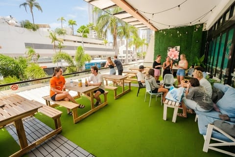 People, View (from property/room), Balcony/Terrace, Lounge or bar, Food and drinks, City view, group of guests