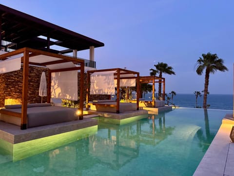 Night, Pool view, Sea view, Swimming pool
