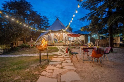Property building, Restaurant/places to eat, Facade/entrance, Night, Garden, View (from property/room), Garden view