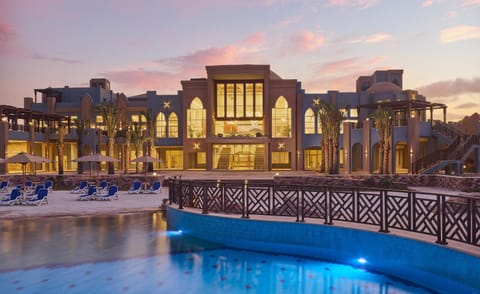Property building, Swimming pool, Sunset