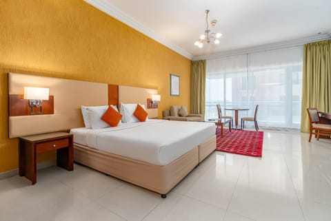 Bed, Bedroom, City view