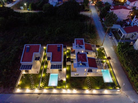 Property building, Night, Neighbourhood, Bird's eye view, Pool view, Street view, Swimming pool, Location