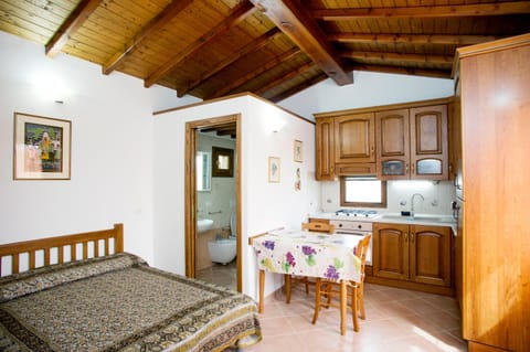 Bed, Kitchen or kitchenette, Dining area, oven, stove