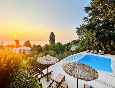 Summer, Swimming pool, Sunrise