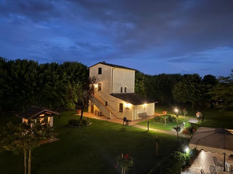 Property building, Night, Garden, Garden view