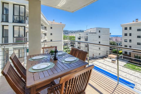 View (from property/room), Balcony/Terrace, Pool view, Swimming pool
