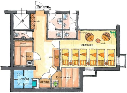 Sauna, Spa and wellness centre/facilities, Floor plan