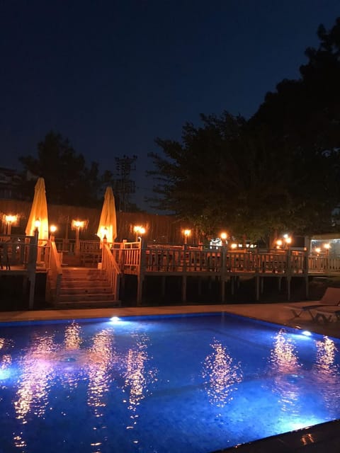 Night, Pool view, Swimming pool