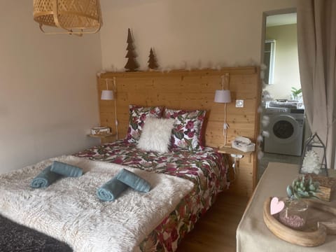 Bed, Photo of the whole room, Bedroom, towels, wardrobe