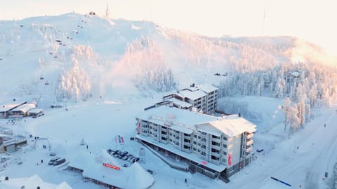 Property building, Day, Natural landscape, Bird's eye view, Winter, Mountain view