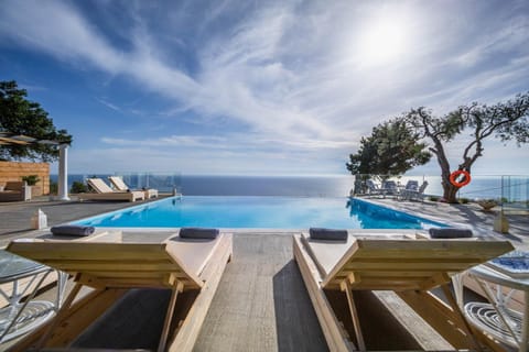 Summer, Lounge or bar, Seating area, Sea view, Swimming pool, Sunset