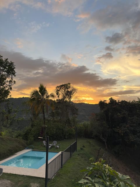 Natural landscape, Mountain view, Pool view, Swimming pool, Sunset