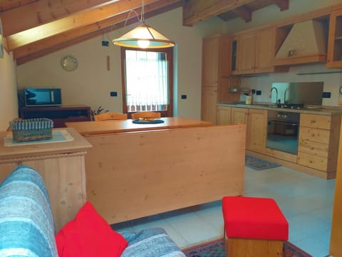 Living room, Dining area, microwave, oven, stove