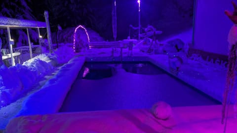 Night, Pool view, Swimming pool