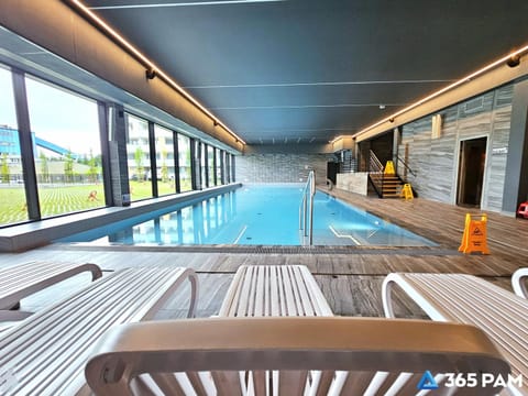 Swimming pool, sunbed