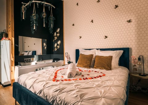 Bed, Hot Tub, TV and multimedia, Spa and wellness centre/facilities, Bedroom, fireplace