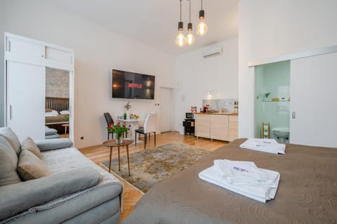 Kitchen or kitchenette, Living room, Photo of the whole room, Bedroom