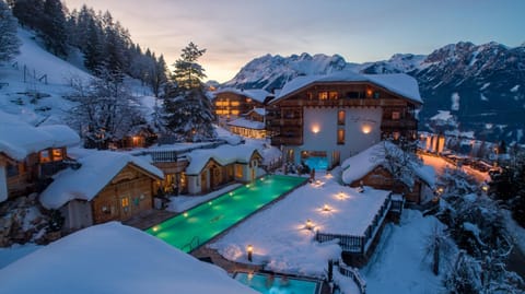 Property building, Winter, Pool view, Sunset