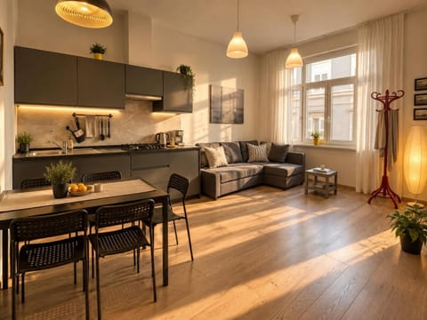 Kitchen or kitchenette, Living room, Dining area, stove