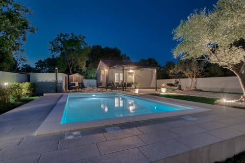 Property building, Night, Swimming pool