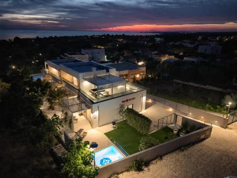 Property building, Night, Natural landscape, Pool view, Sea view, Swimming pool, Sunset
