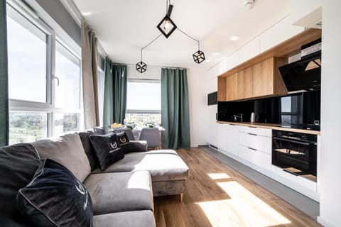 Kitchen or kitchenette, Living room, Seating area