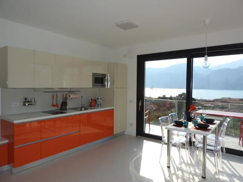 Kitchen or kitchenette, Living room, Lake view