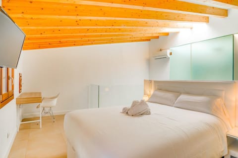 Shower, Bed, TV and multimedia, Photo of the whole room, Bedroom, air conditioner