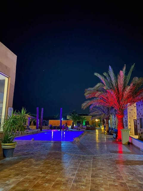 Night, Pool view, Swimming pool