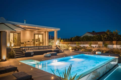 Property building, Night, Natural landscape, Swimming pool