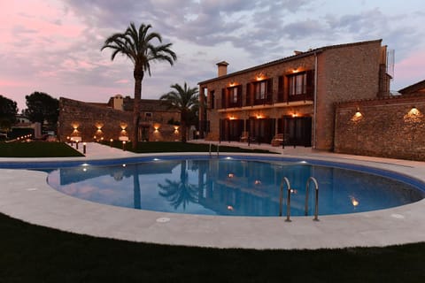 Property building, Swimming pool, Sunset
