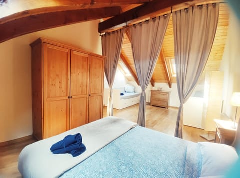 Bed, Photo of the whole room, Bedroom, towels, wardrobe