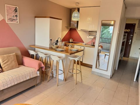 Kitchen or kitchenette, Living room, Seating area, Dining area, oven