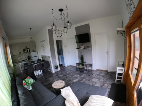 Kitchen or kitchenette, Living room, Dining area
