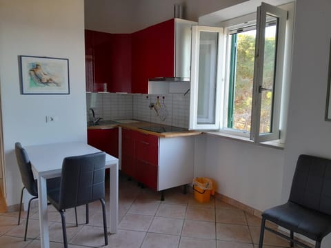 Kitchen or kitchenette, Living room, Dining area, stove