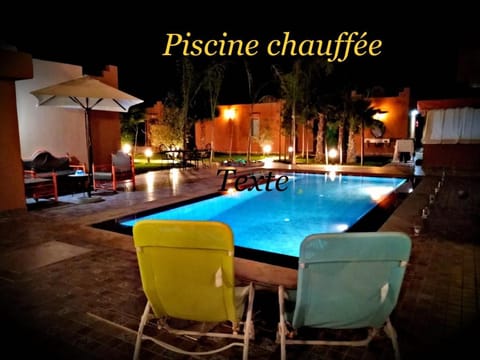 Night, Text overlay, Pool view, Swimming pool, sunbed
